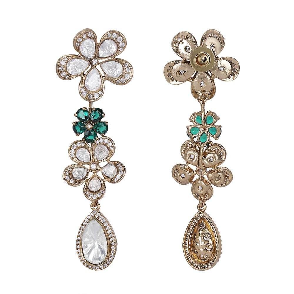 Elegant Floral Diamond-Cut Necklace and Earring Set - Auraa Trends
