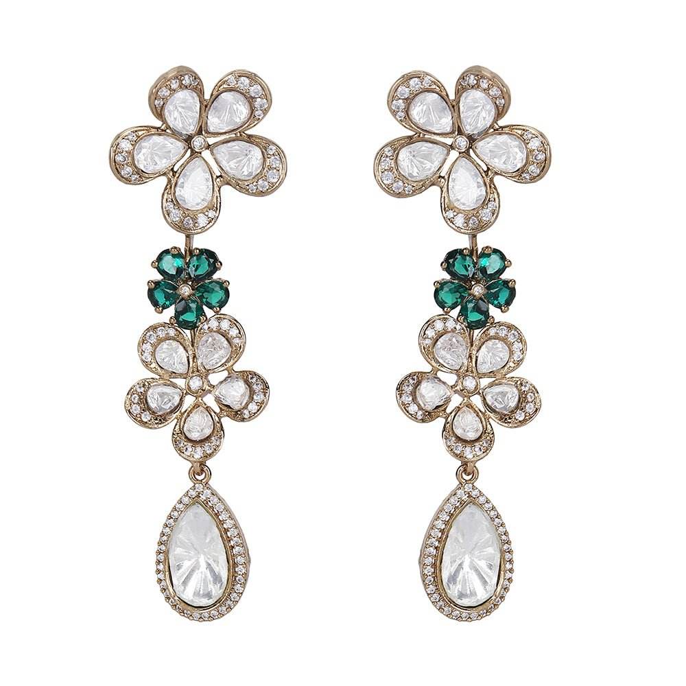 Elegant Floral Diamond-Cut Necklace and Earring Set - Auraa Trends