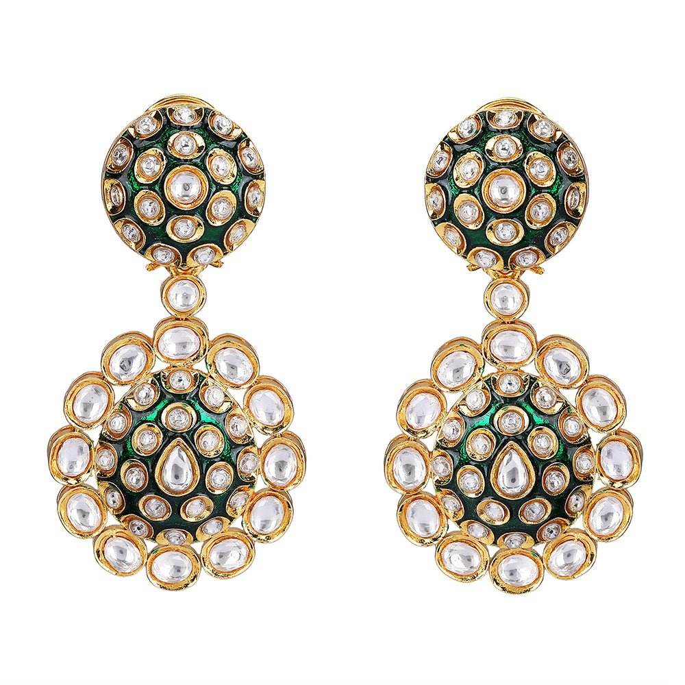 Elegant Gold-Plated Kundan Bridal Necklace Set - Auraa Trends