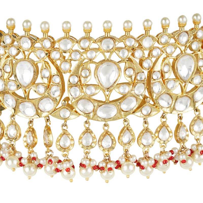 Elegant Gold Plated Kundan Choker Necklace Set - Auraa Trends
