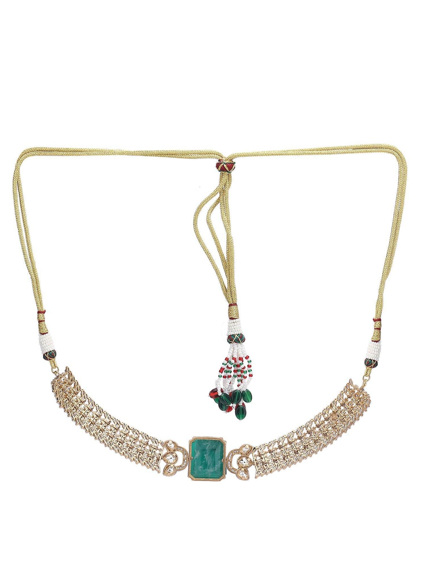 Elegant Gold Plated Kundan Green Choker Necklace Set for Women - Auraa Trends