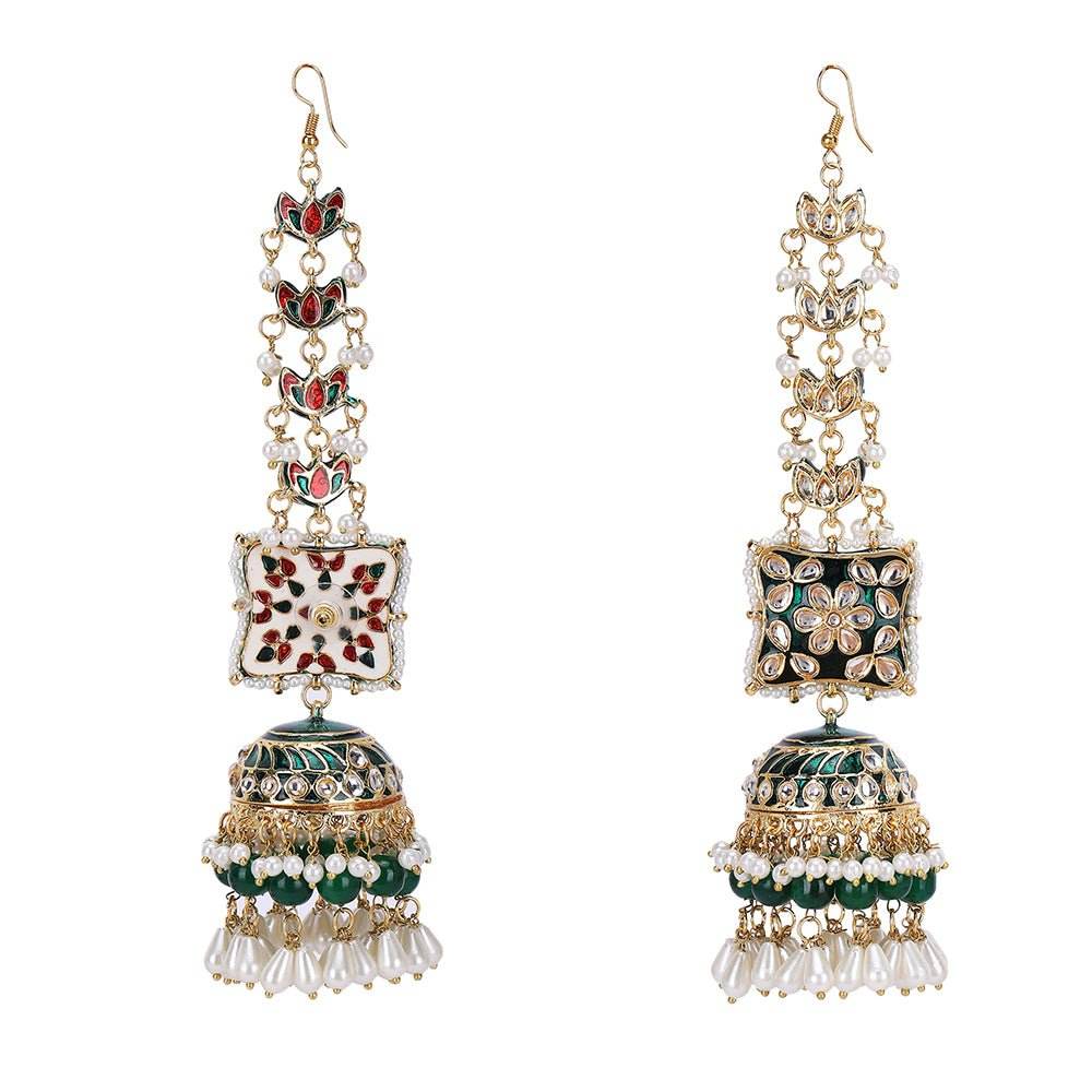 Elegant Gold-Plated Kundan Jhumka Earrings - Auraa Trends