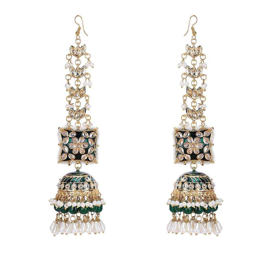 Elegant Gold-Plated Kundan Jhumka Earrings - Auraa Trends