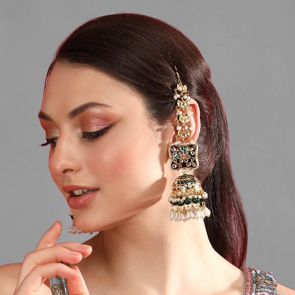 Elegant Gold-Plated Kundan Jhumka Earrings - Auraa Trends