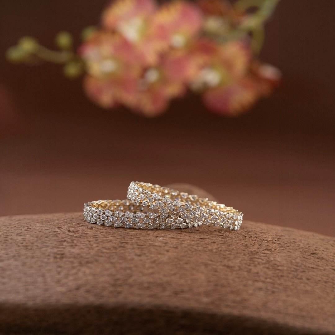 Elegant Gold-Tone American Diamond Bangles – Premium Bridal Pair - Auraa Trends