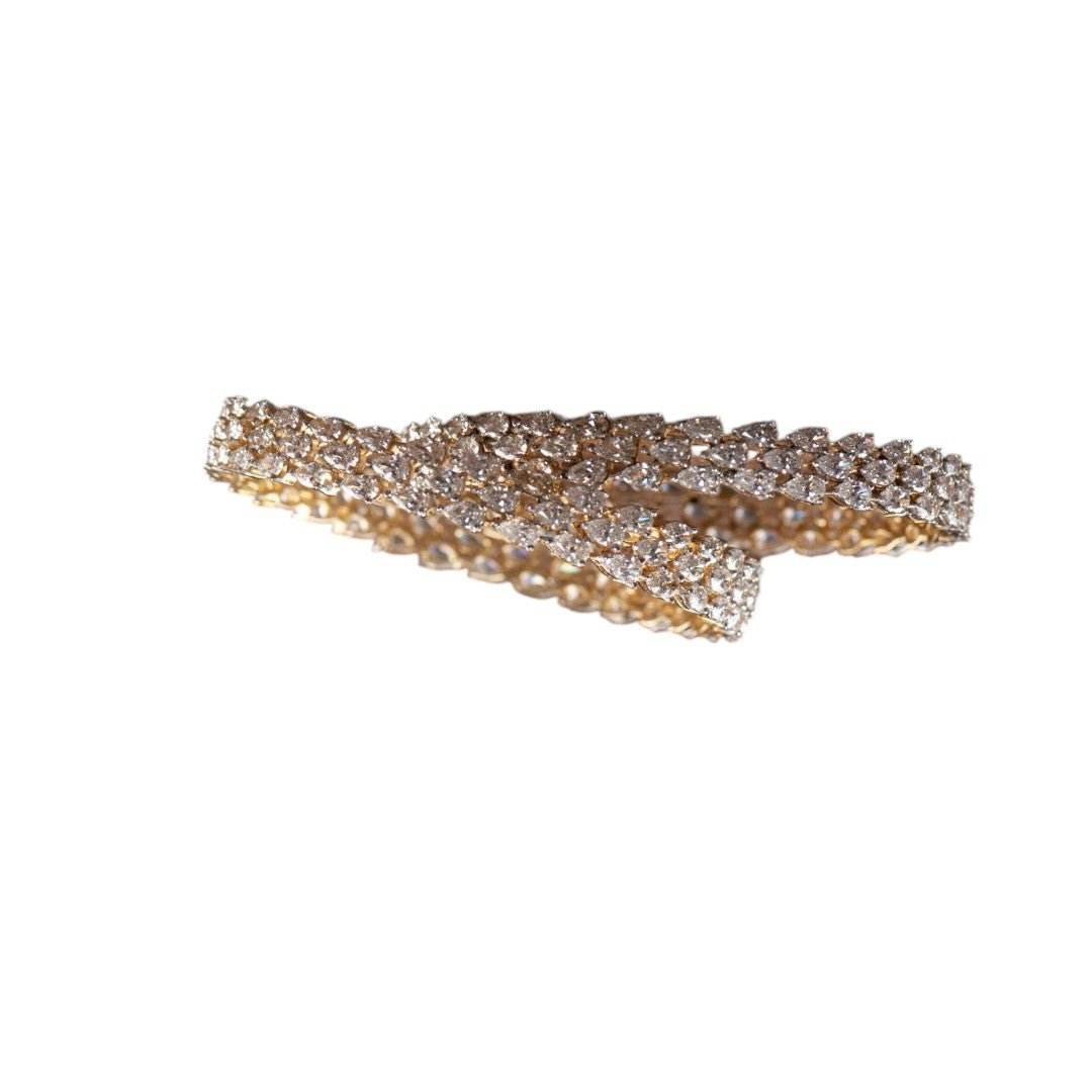Elegant Gold-Tone American Diamond Bangles – Premium Bridal Pair - Auraa Trends