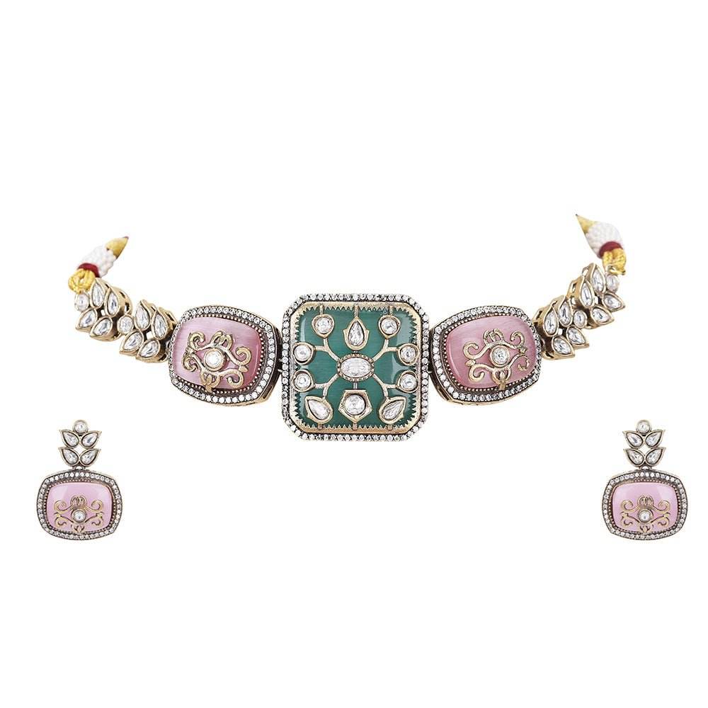Elegant Handcrafted Necklace Set with Matching Earrings - Auraa Trends