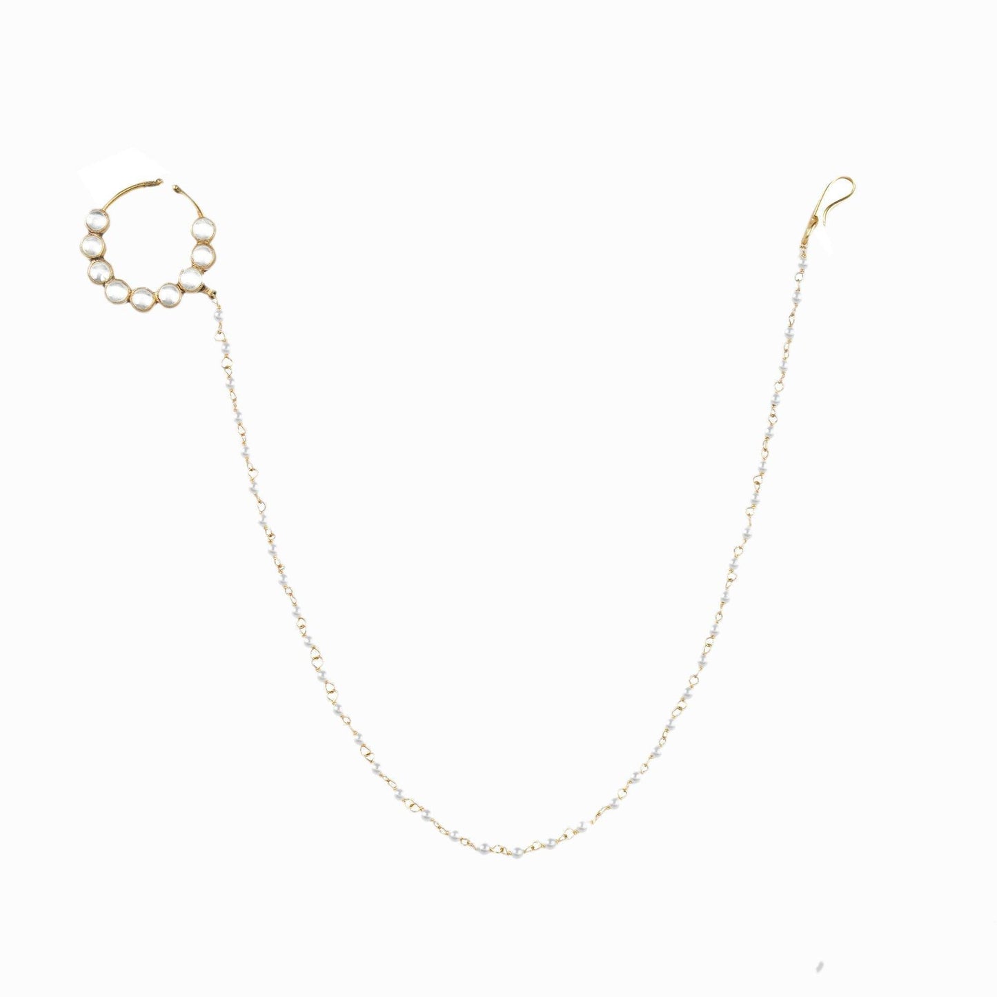 Elegant Kundan Bridal Nath with Pearl Chain - Auraa Trends