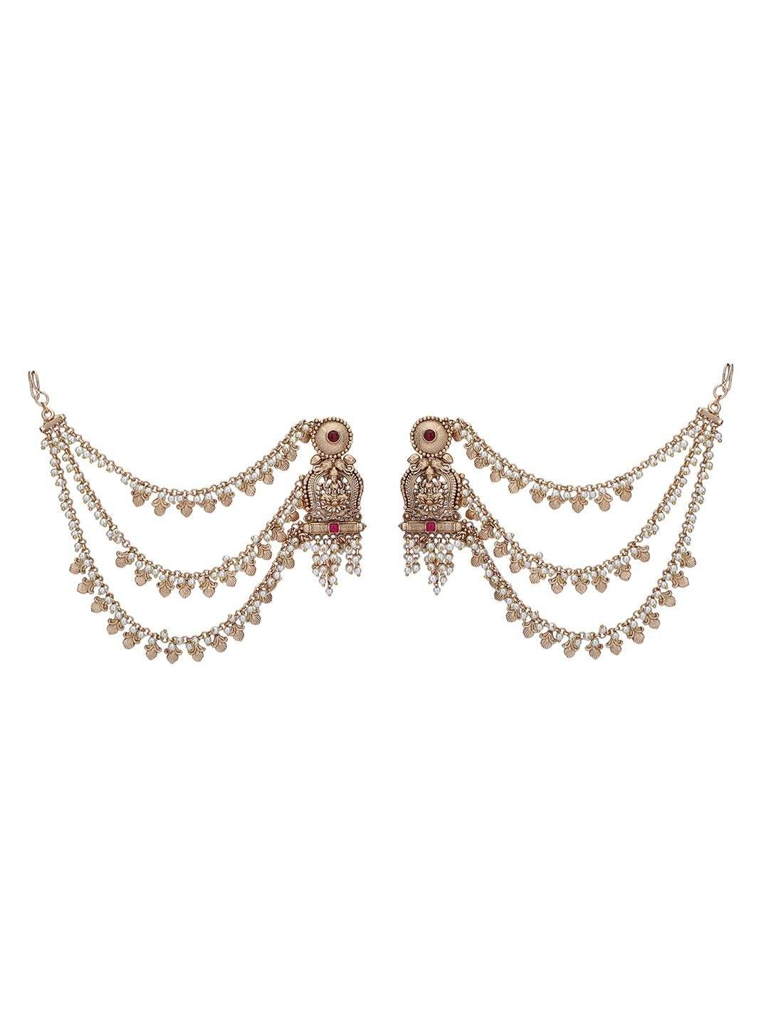 Elegant Kundan Earrings with Kaan Chain - Auraa Trends