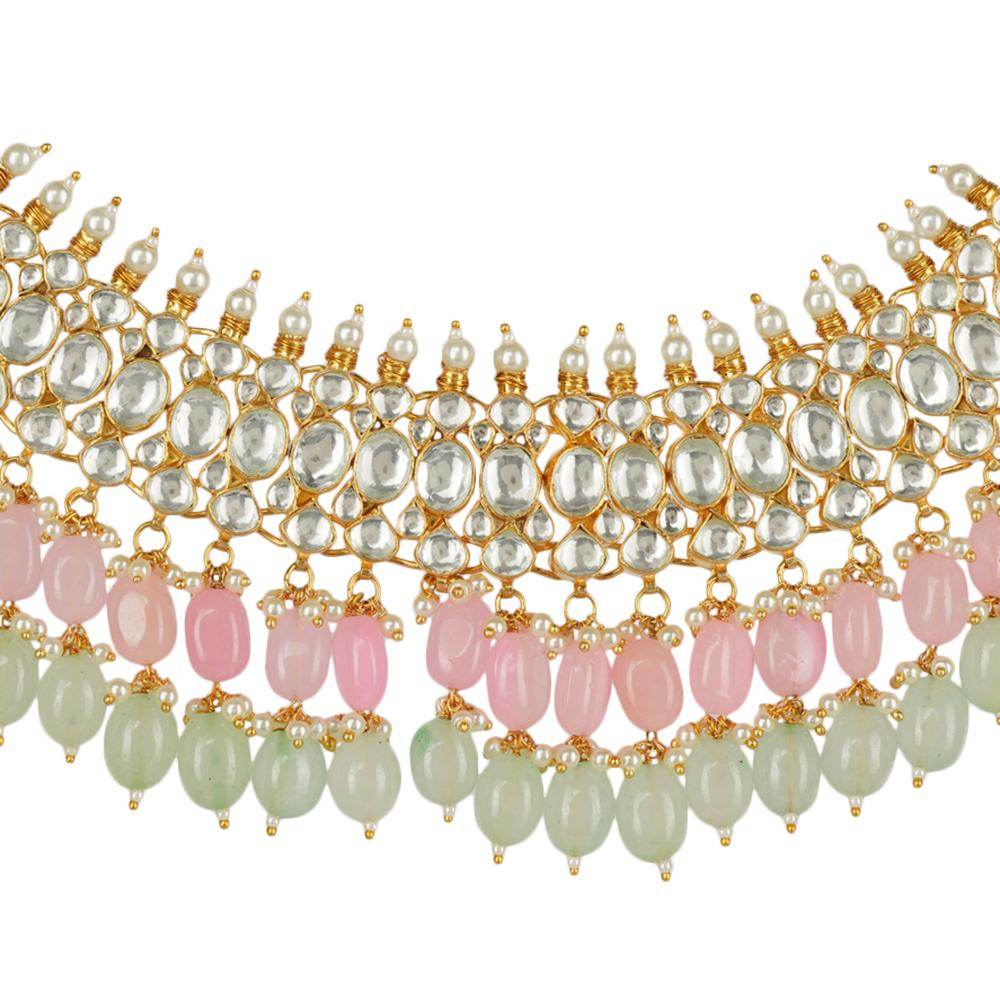 Elegant Kundan Necklace Set 22KT Gold Plated - Auraa Trends