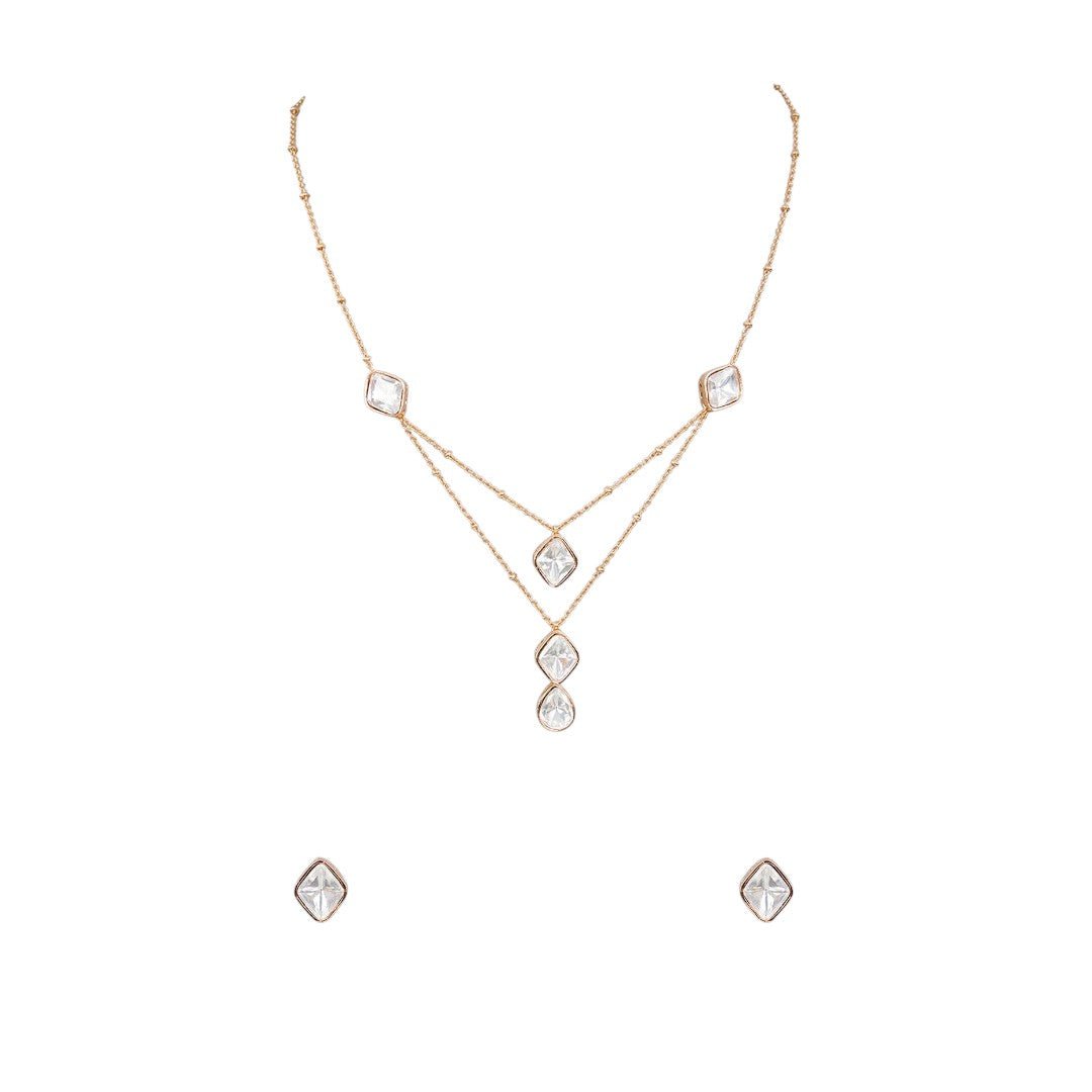 Elegant Layered Kundan Pendant Necklace Set - Auraa Trends - Pendant - # - Auraa Trends - Elegant Layered Kundan Pendant Necklace Set
