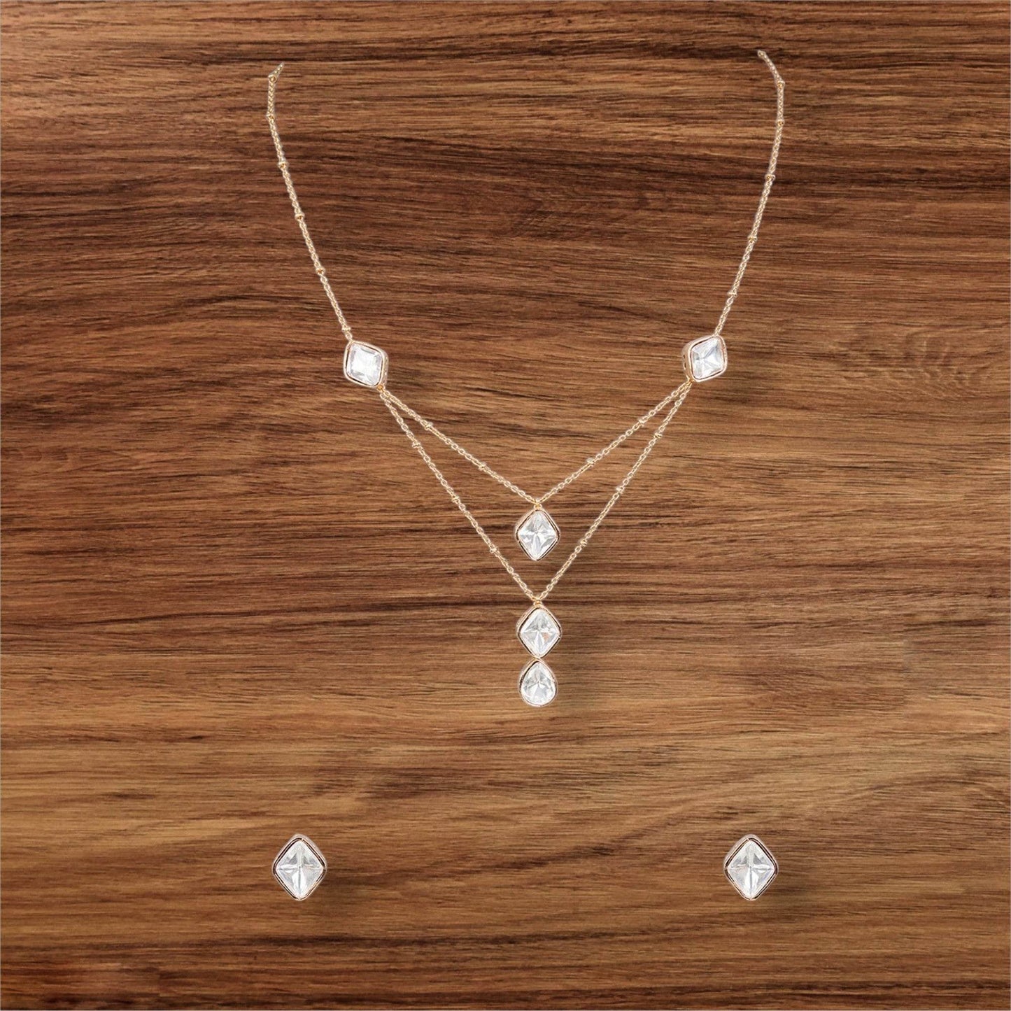 Elegant Layered Kundan Pendant Necklace Set - Auraa Trends