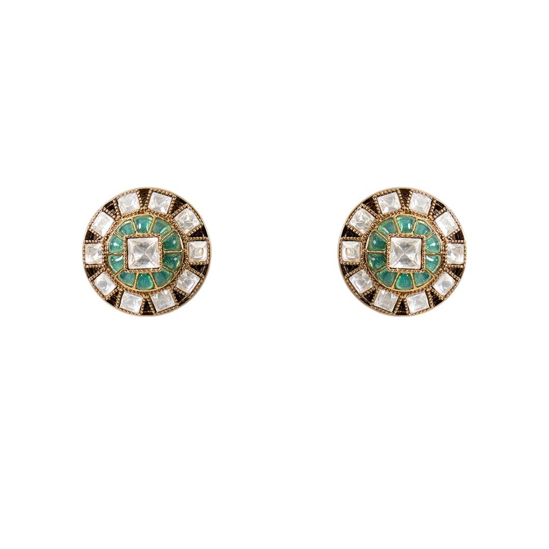 Elegant mint green and pearl choker with matching earrings by Auraa Trends – bridal jewelry, festive occasions, ships world