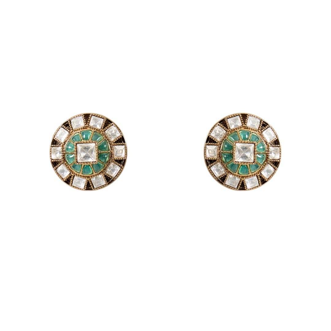 Elegant Mint Green and Pearl Choker Necklace with Matching Earrings - Auraa Trends