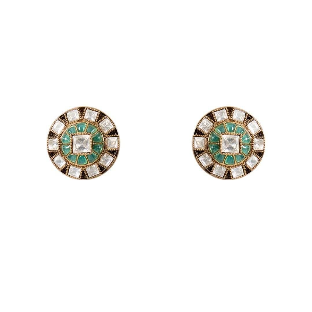 Elegant Mint Green and Pearl Choker Necklace with Matching Earrings - Auraa Trends