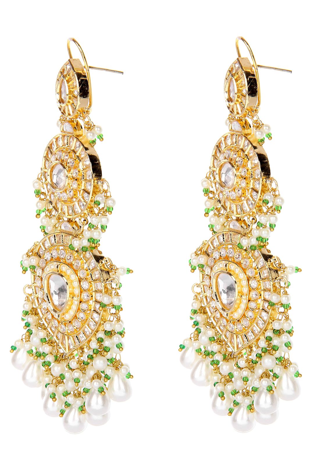 Elegant Moissanite Chandelier Earrings with Pearls - Auraa Trends - Chandelier Earrings - Auraa Trends - Buy Kundan Earrings