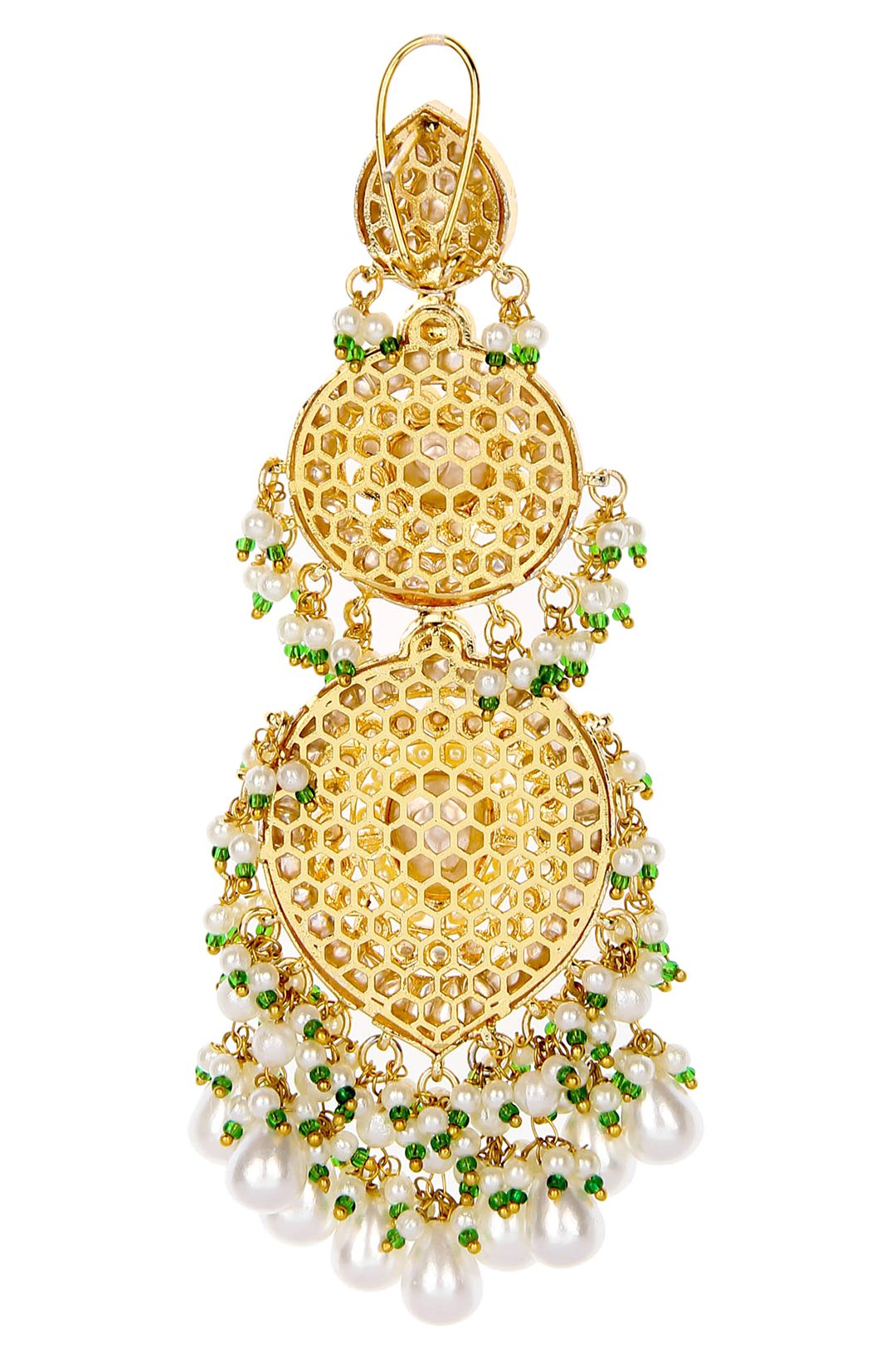 Elegant Moissanite Chandelier Earrings with Pearls - Auraa Trends - Chandelier Earrings - Auraa Trends - Buy Kundan Earrings