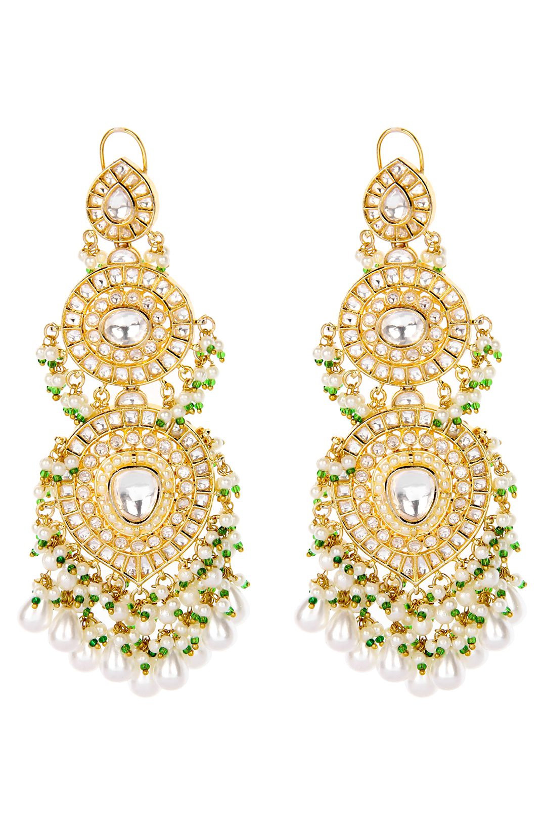 Elegant Moissanite Chandelier Earrings with Pearls - Auraa Trends - Chandelier Earrings - Auraa Trends - Buy Kundan Earrings