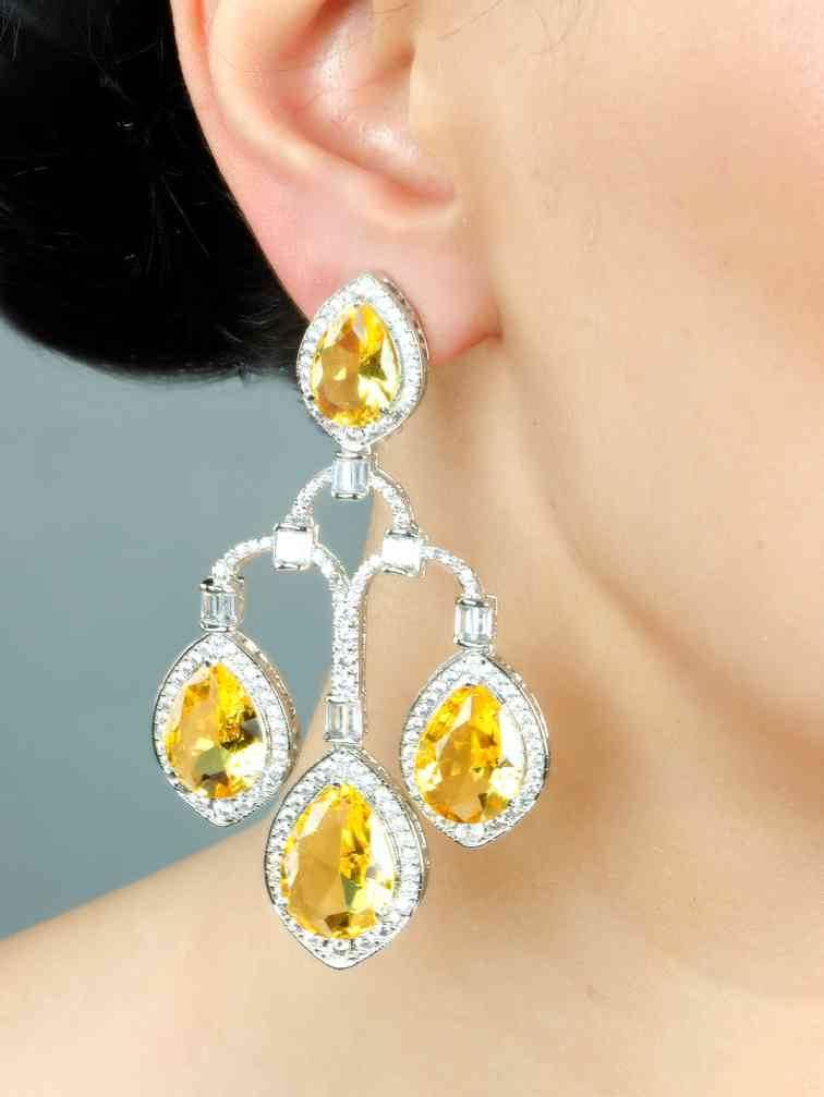Elegant Moissanite Chandelier Earrings With Teardrop - Auraa Trends
