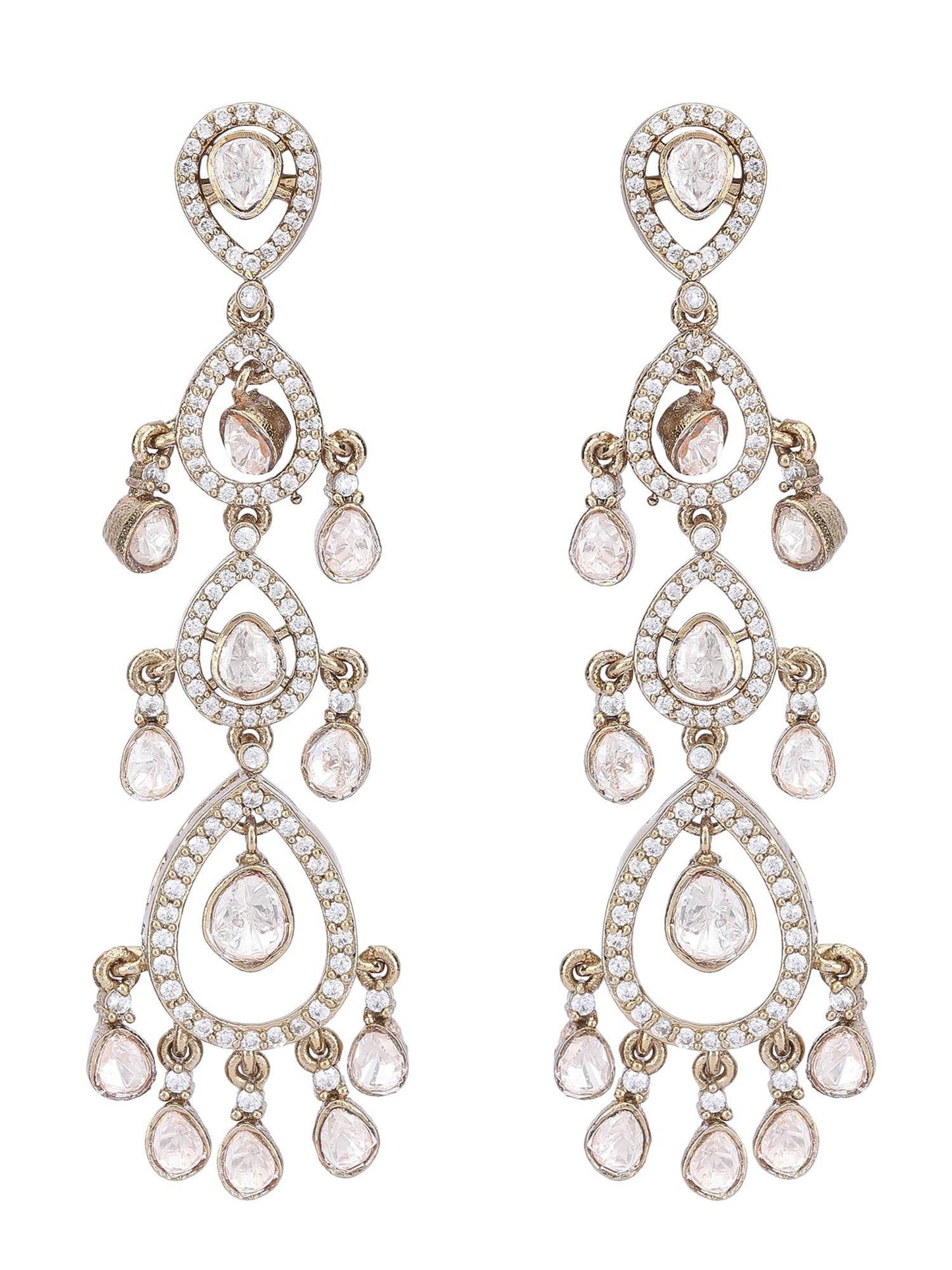 Elegant Moissanite Dangle Earrings with Tear Drop Design - Auraa Trends