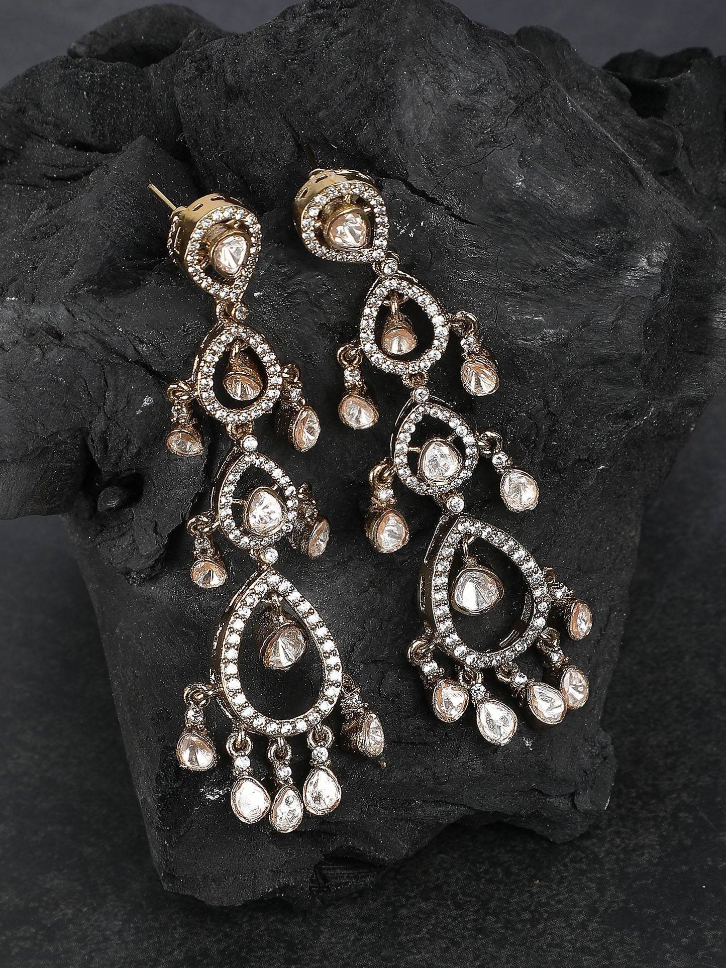 Elegant Moissanite Dangle Earrings with Tear Drop Design - Auraa Trends