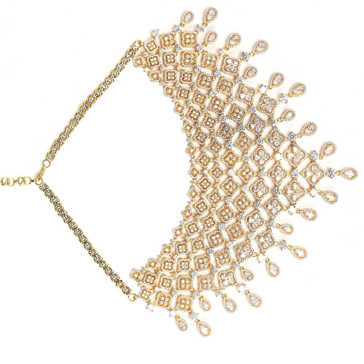 Elegant Moissanite Kundan Necklace & Earring Set - Auraa Trends