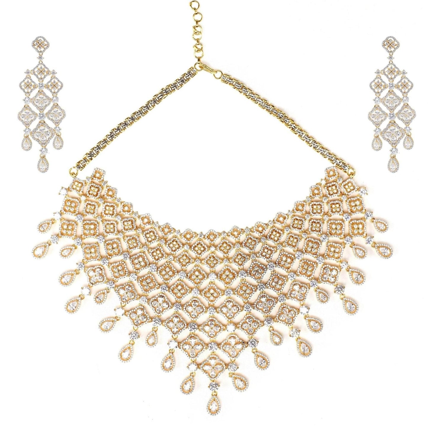 Elegant Moissanite Kundan Necklace & Earring Set - Auraa Trends