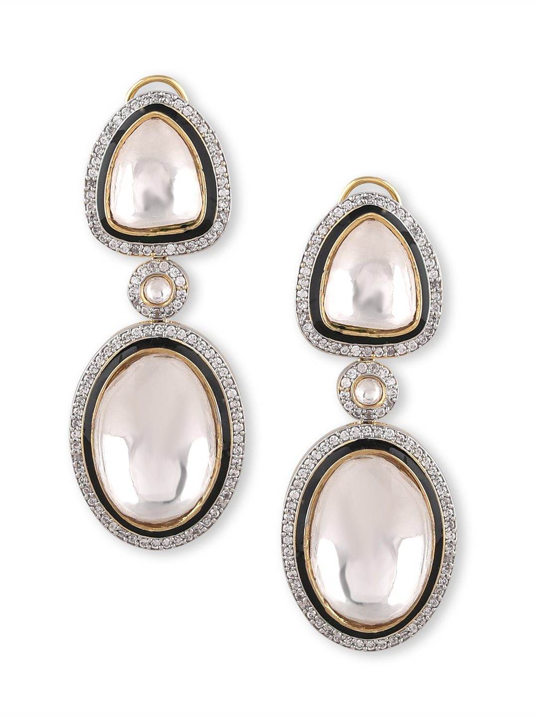 Elegant Moissanite & Mirror Finish Gold Plated Drop Earrings - Auraa Trends