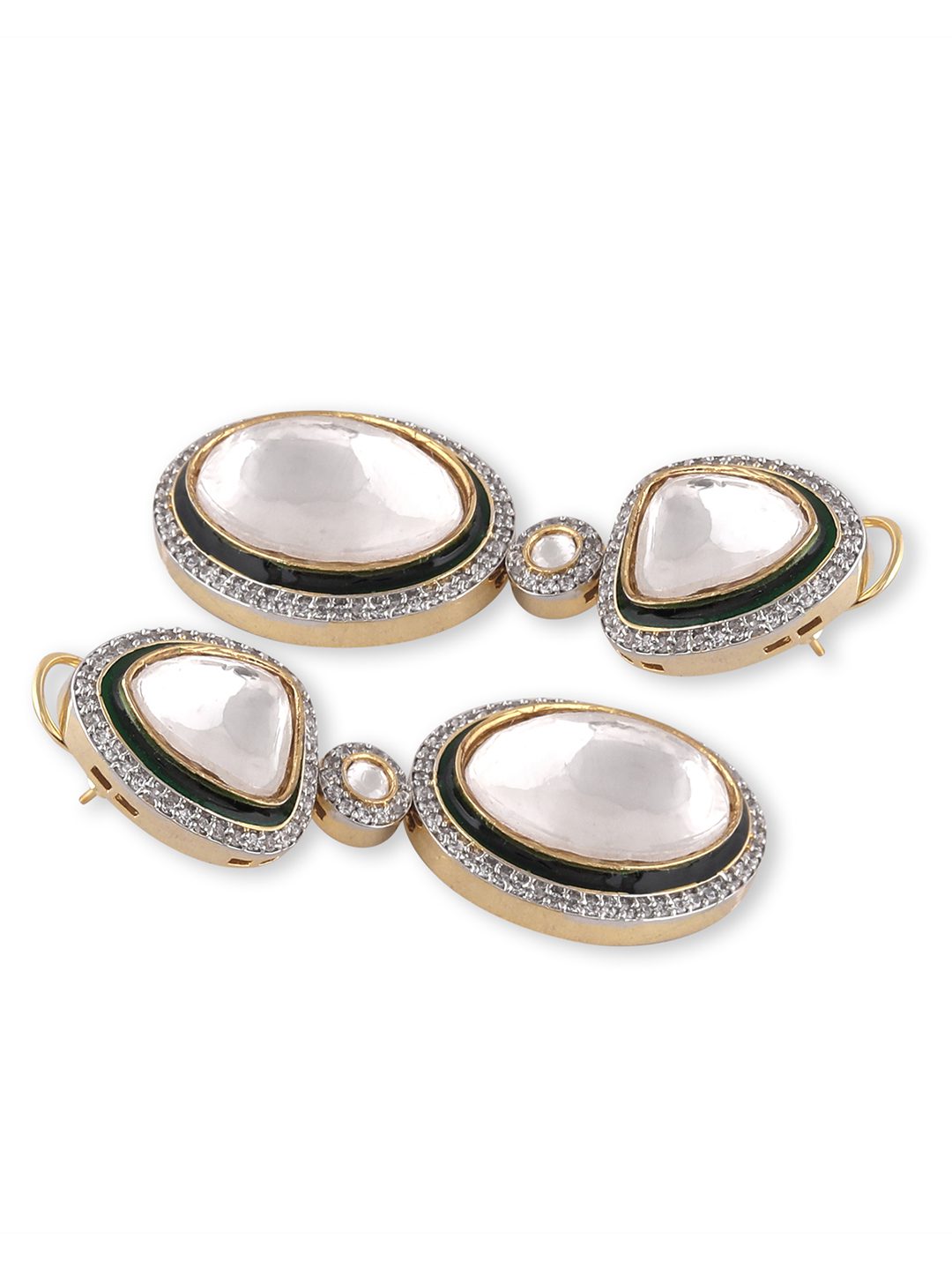 Elegant Moissanite & Mirror Finish Gold Plated Drop Earrings - Auraa Trends - drop American Diamond American Diamond Earring