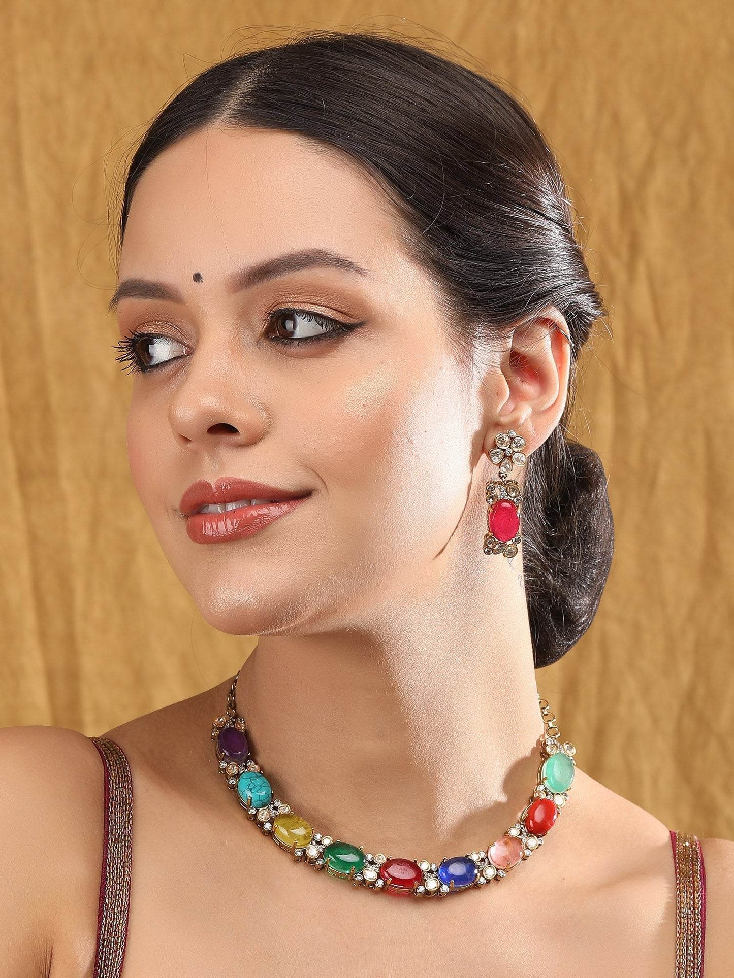 Elegant Multicolor Crystal Necklace Set for Fashion-Forward Women - Auraa Trends