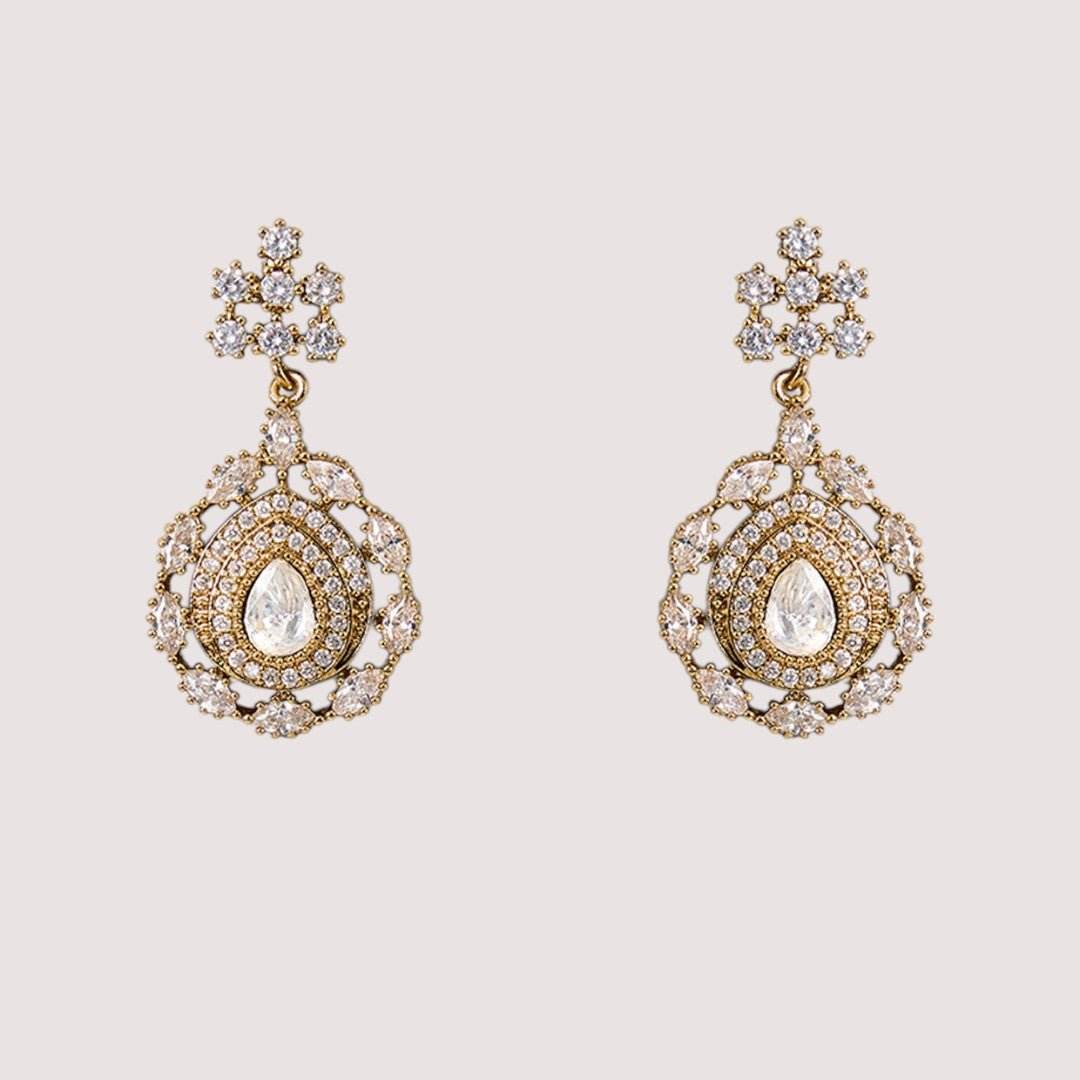 Elegant Pearl Choker Necklace with Teardrop Pendant and Matching Earrings for Weddings and Special Occasions - Auraa Trends