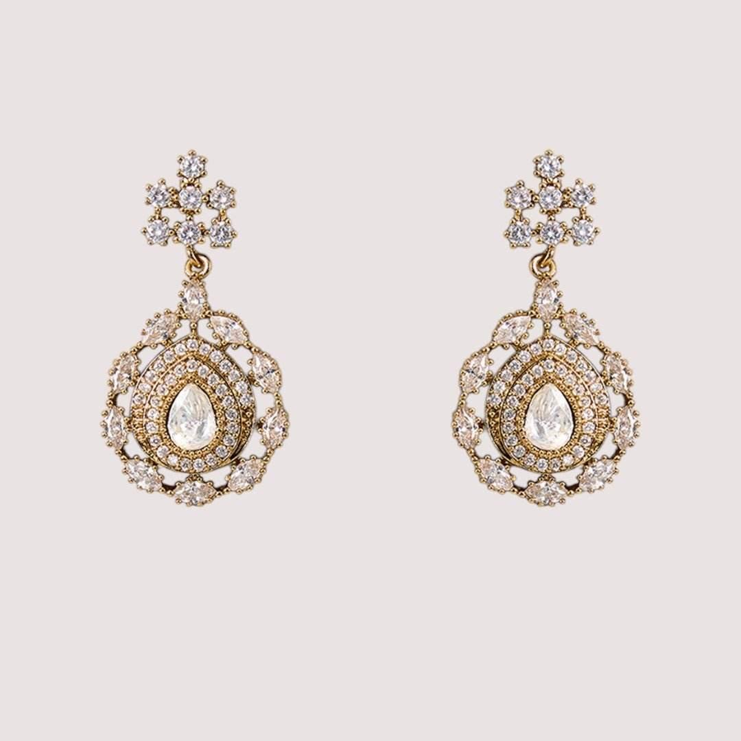 Elegant Pearl Choker Necklace with Teardrop Pendant and Matching Earrings for Weddings and Special Occasions - Auraa Trends