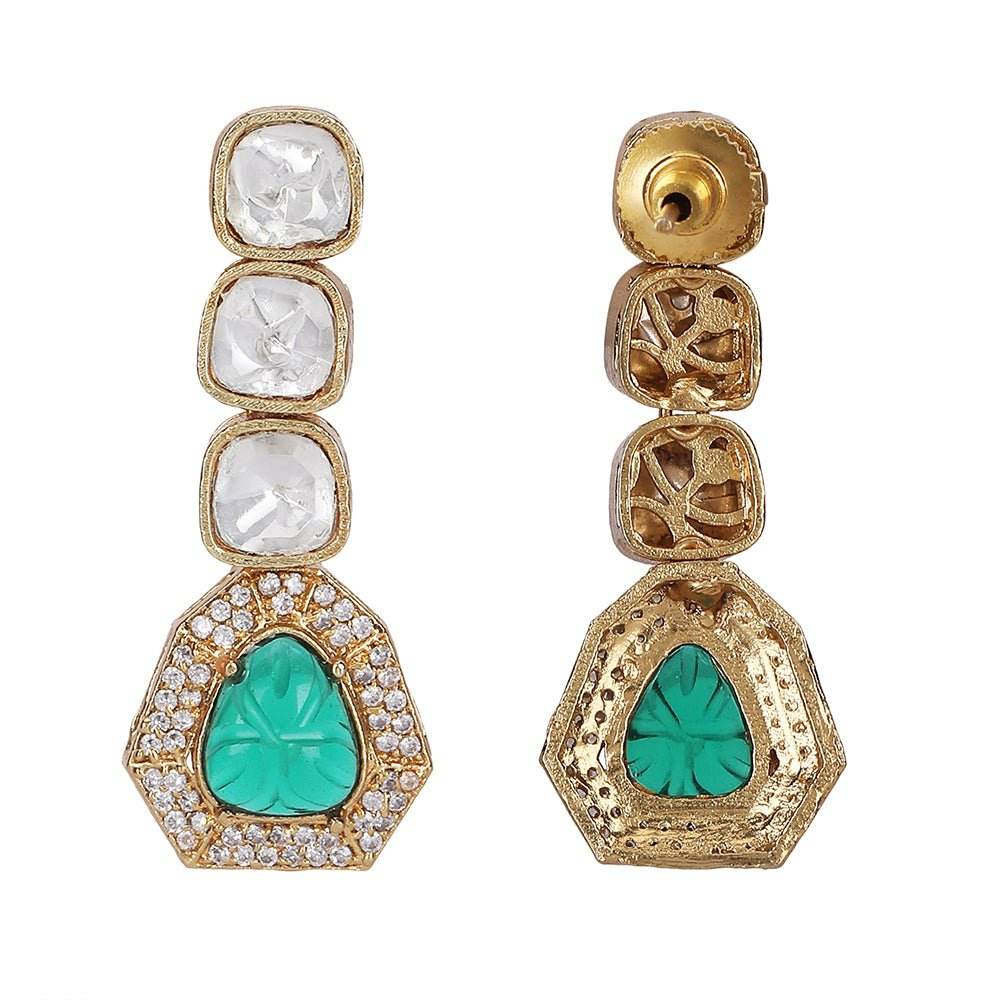 Elegant Polki Necklace Set with Ruby and Emerald Accents - Auraa Trends