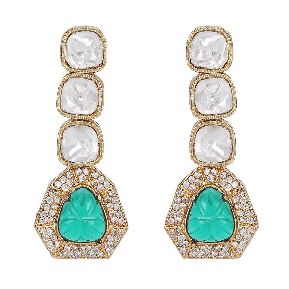 Elegant Polki Necklace Set with Ruby and Emerald Accents - Auraa Trends