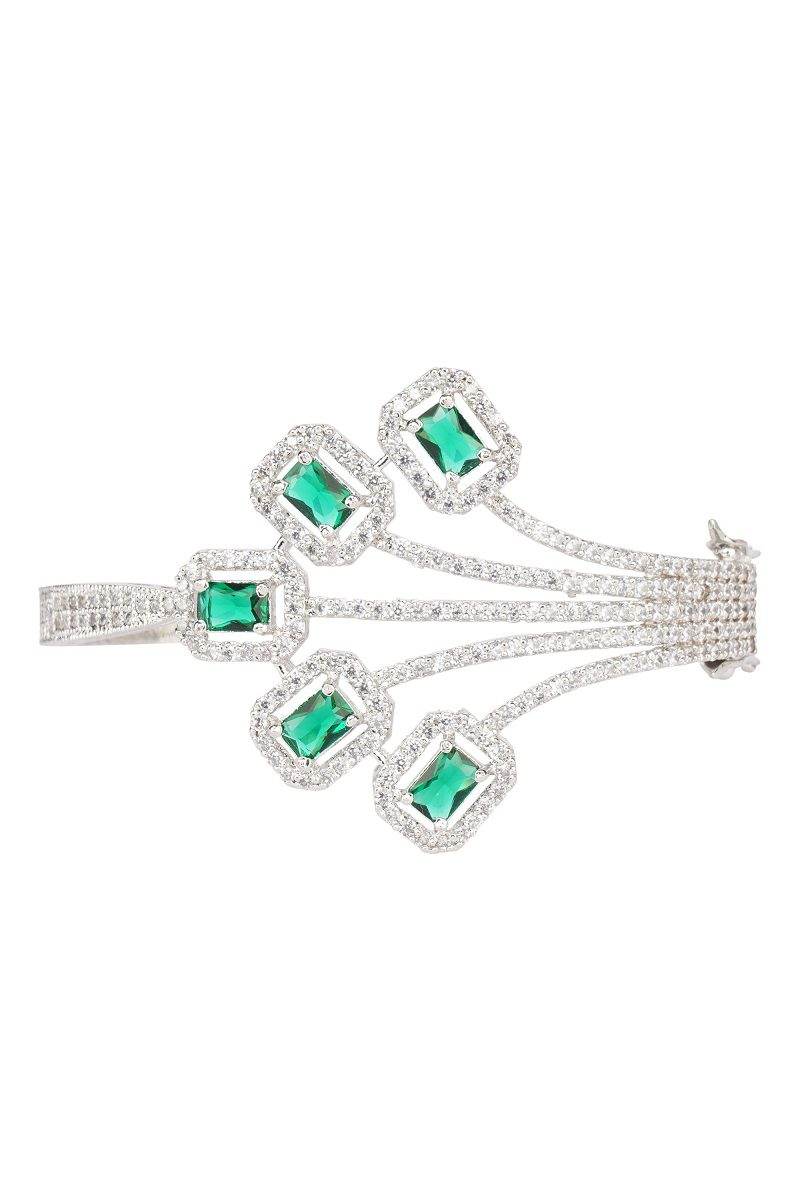 Elegant Rhodium Finish Diamond Bracelet with Moissanite Stones - Auraa Trends