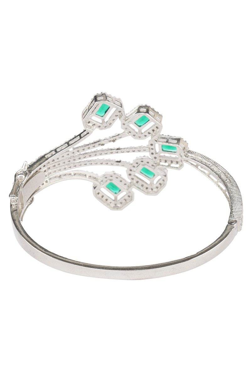 Elegant Rhodium Finish Diamond Bracelet with Moissanite Stones - Auraa Trends
