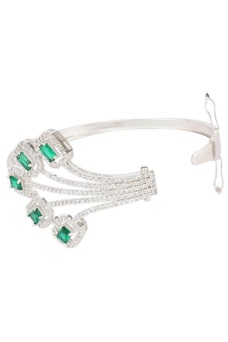 Elegant Rhodium Finish Diamond Bracelet with Moissanite Stones - Auraa Trends
