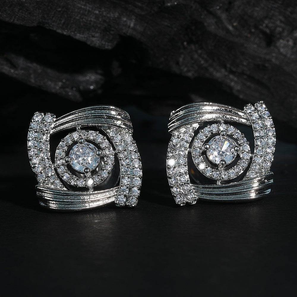 Elegant Rose-Inspired Diamond Stud Earrings - Auraa Trends