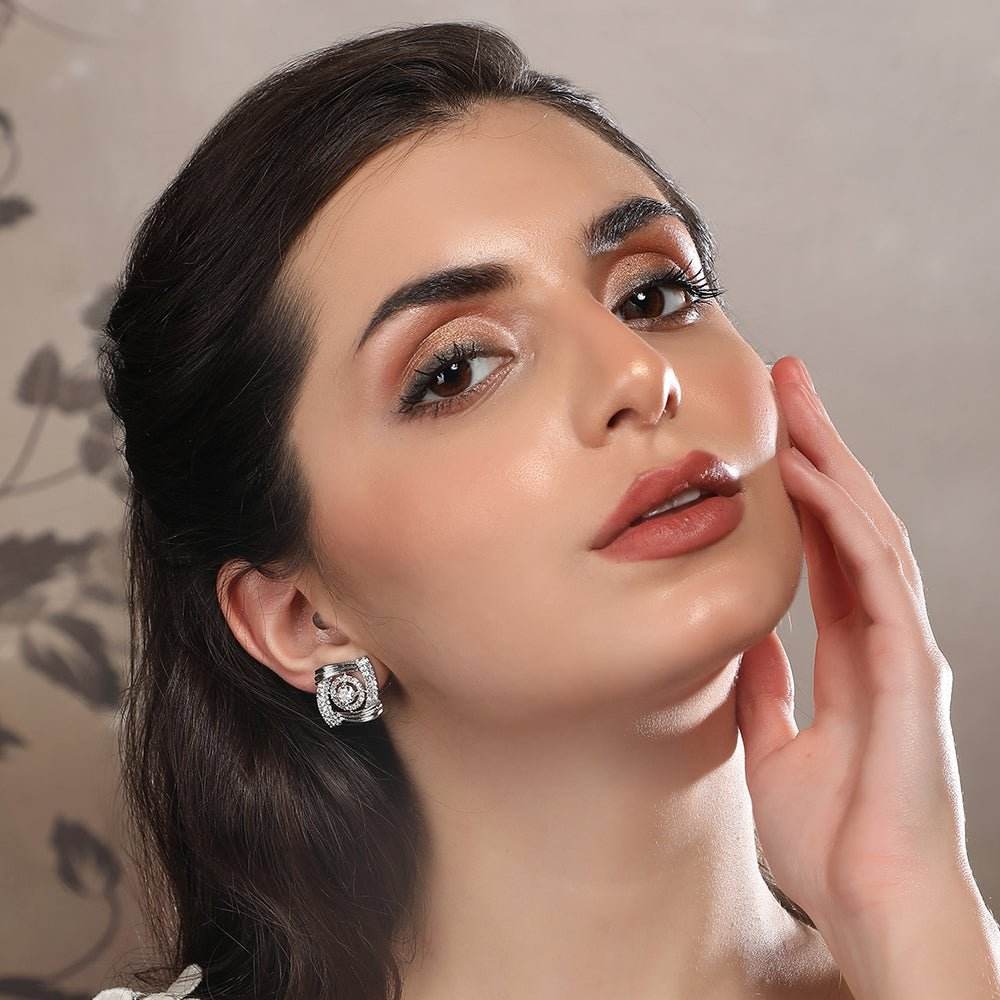 Elegant Rose-Inspired Diamond Stud Earrings - Auraa Trends