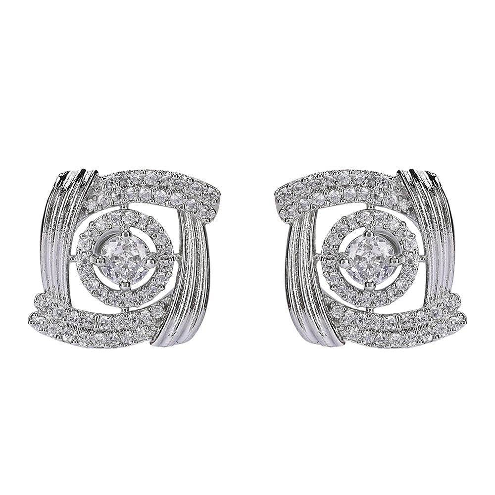 Elegant Rose-Inspired Diamond Stud Earrings - Auraa Trends