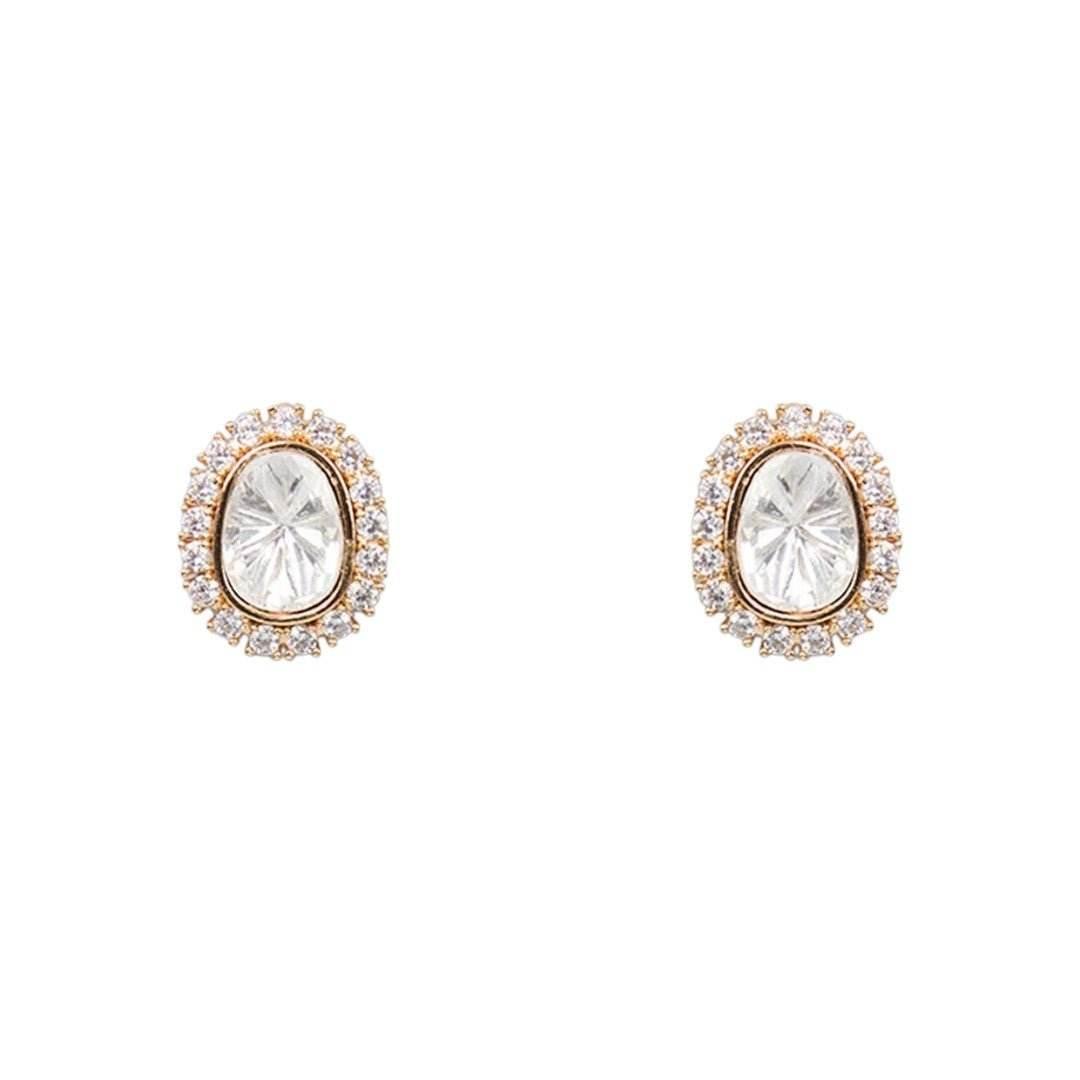 Elegant Round Crystal Stud Earrings for Women – Classic Daily Party Wear - Auraa Trends