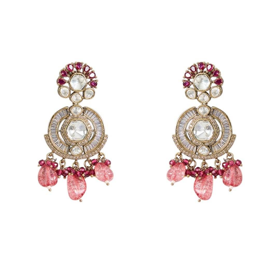 Elegant Ruby and White Stone Choker Necklace with Matching Earrings for Weddings and Celebrations - Auraa Trends