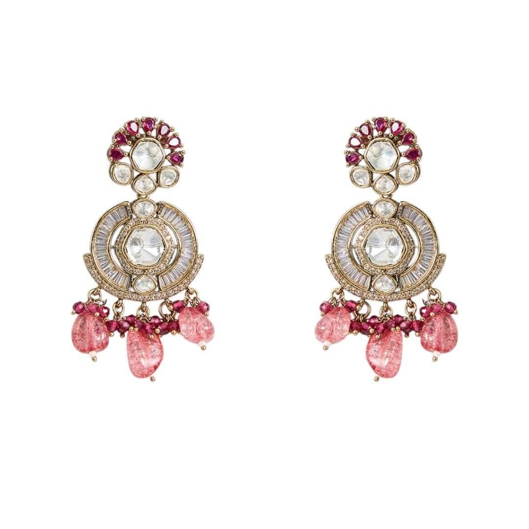 Elegant Ruby and White Stone Choker Necklace with Matching Earrings for Weddings and Celebrations - Auraa Trends