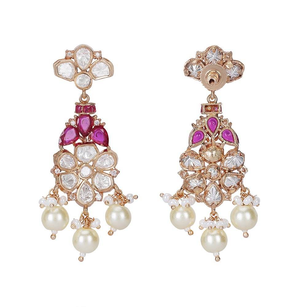 Elegant Ruby Kundan Bridal Choker Necklace Set with Maangtikka - Auraa Trends
