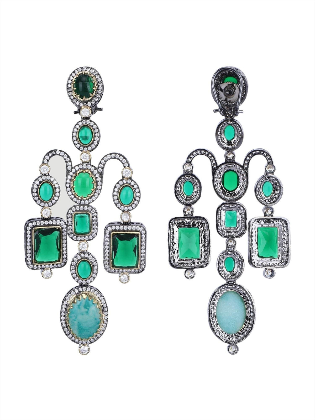 Emerald Green Victorian Chandelier Earrings