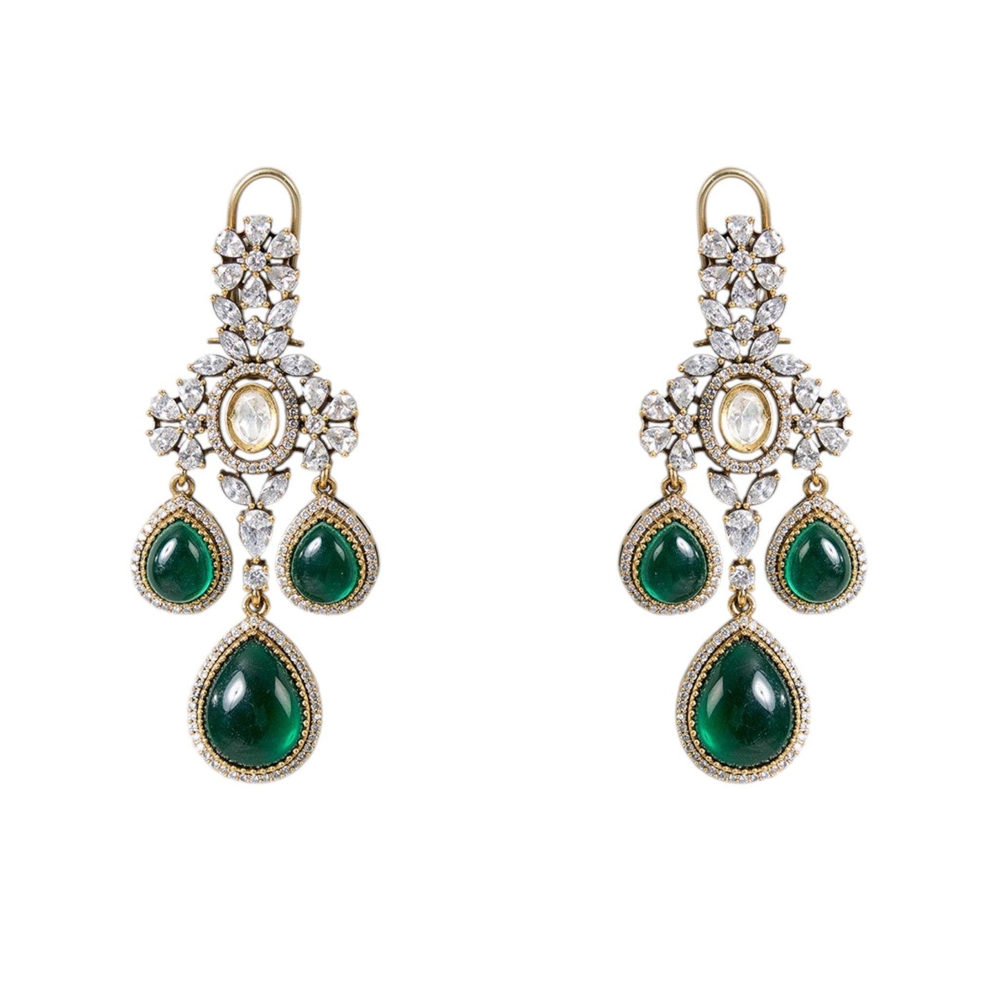 Emerald Green Kundan Choker Necklace Set with Drop Earrings for Bridal & Festive Wear - Auraa Trends