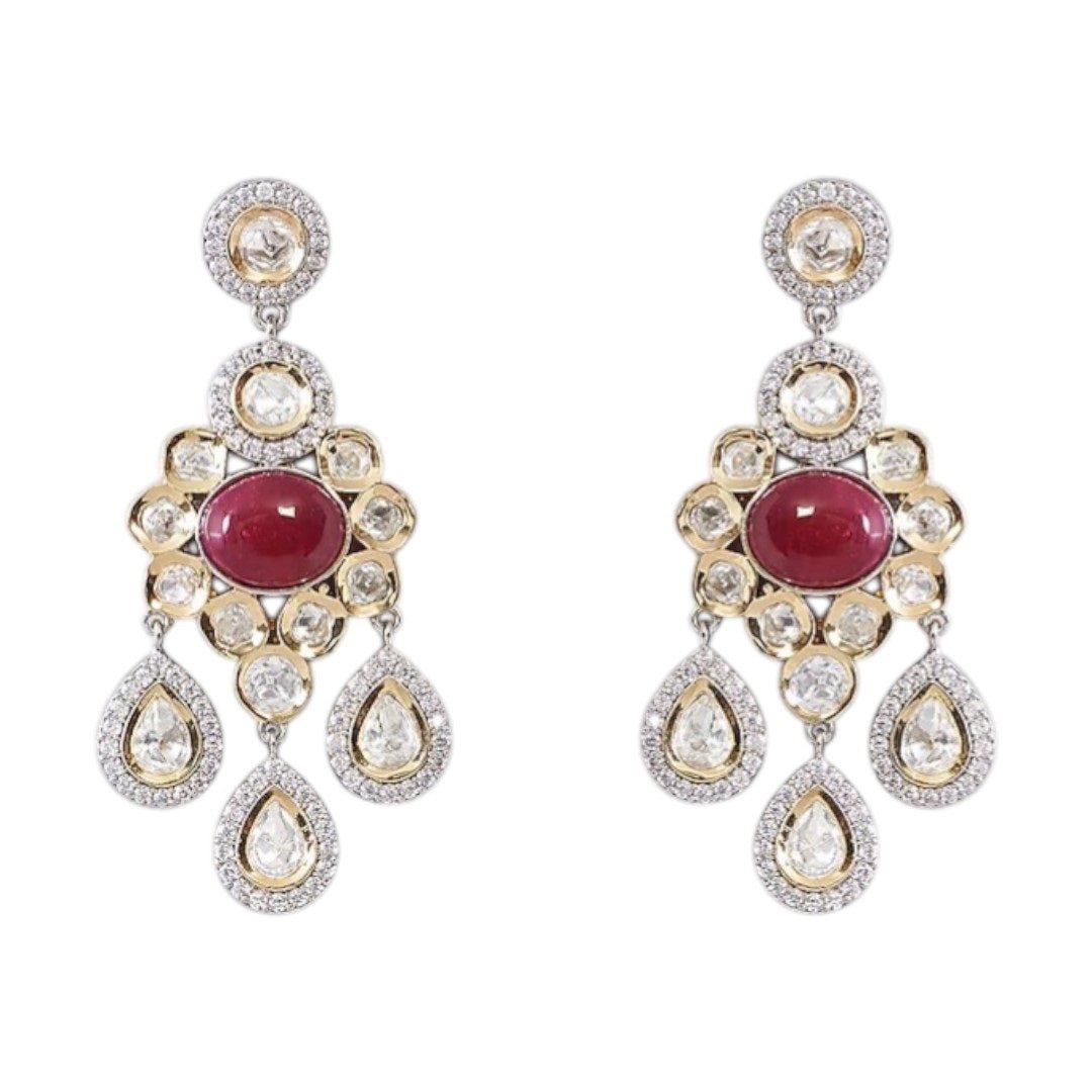 Enamel Peacock Kundan Statement Earrings - Auraa Trends - Earrings - - Auraa Trends - Enamel Peacock Kundan Statement Earrings