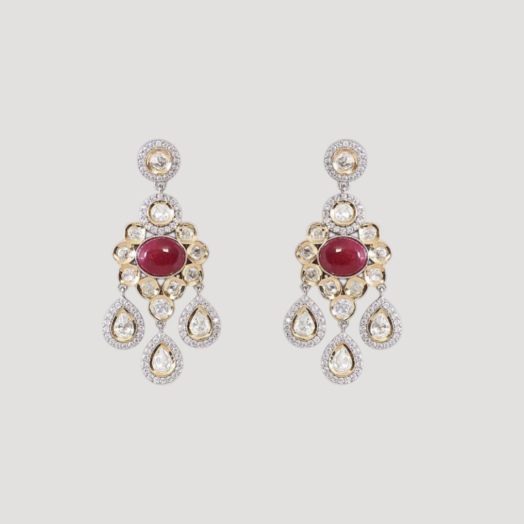 Enamel Peacock Kundan Statement Earrings - Auraa Trends - Earrings - - Auraa Trends - Enamel Peacock Kundan Statement Earrings