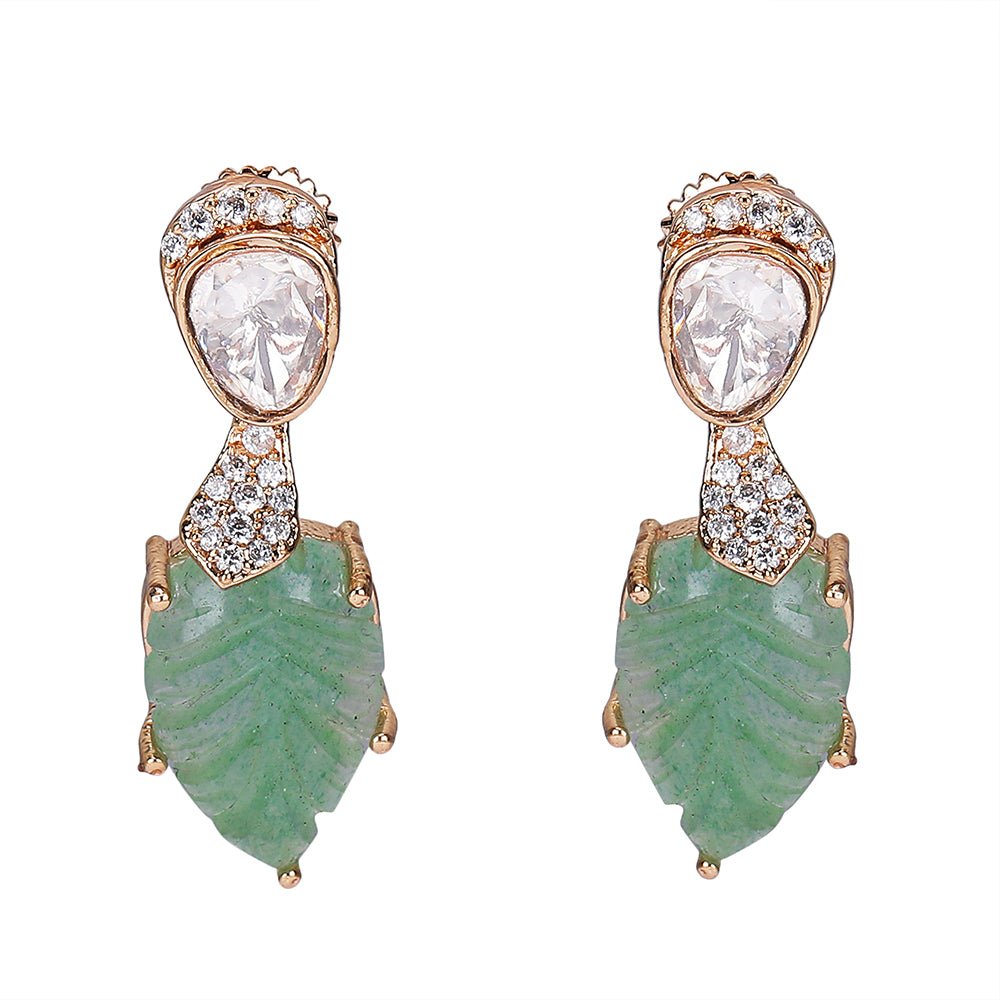 Exquisite Gold - Plated Choker Necklace Set with Green Leaf Motifs - Auraa Trends - Choker - Buy 22KT Gold - Plated Necklace