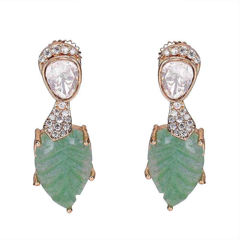 Exquisite Gold-Plated Choker Necklace Set with Green Leaf Motifs - Auraa Trends